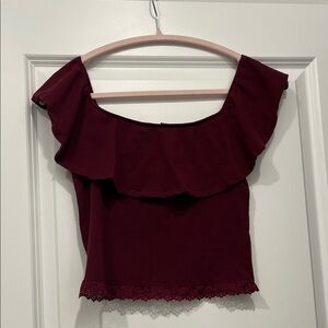 Elegant Burgundy Ruffle Top